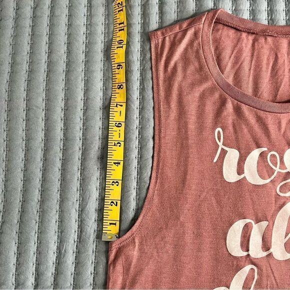 "Rosé All Day" Workout Athletic Muscle Tank Pink with White Lettering Size Small - Picture 5 of 9